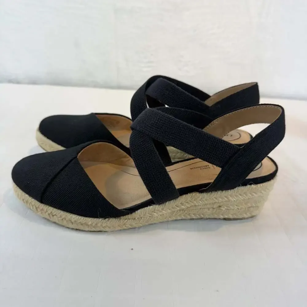 Lifestride shoes women's size 6 M espadrilles black canvas upper resort wear